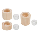 3Pcs Wooden Candle Cup Holders Low Medium High Simple Wooden Candlestick for Living Room Office Study Bedroom