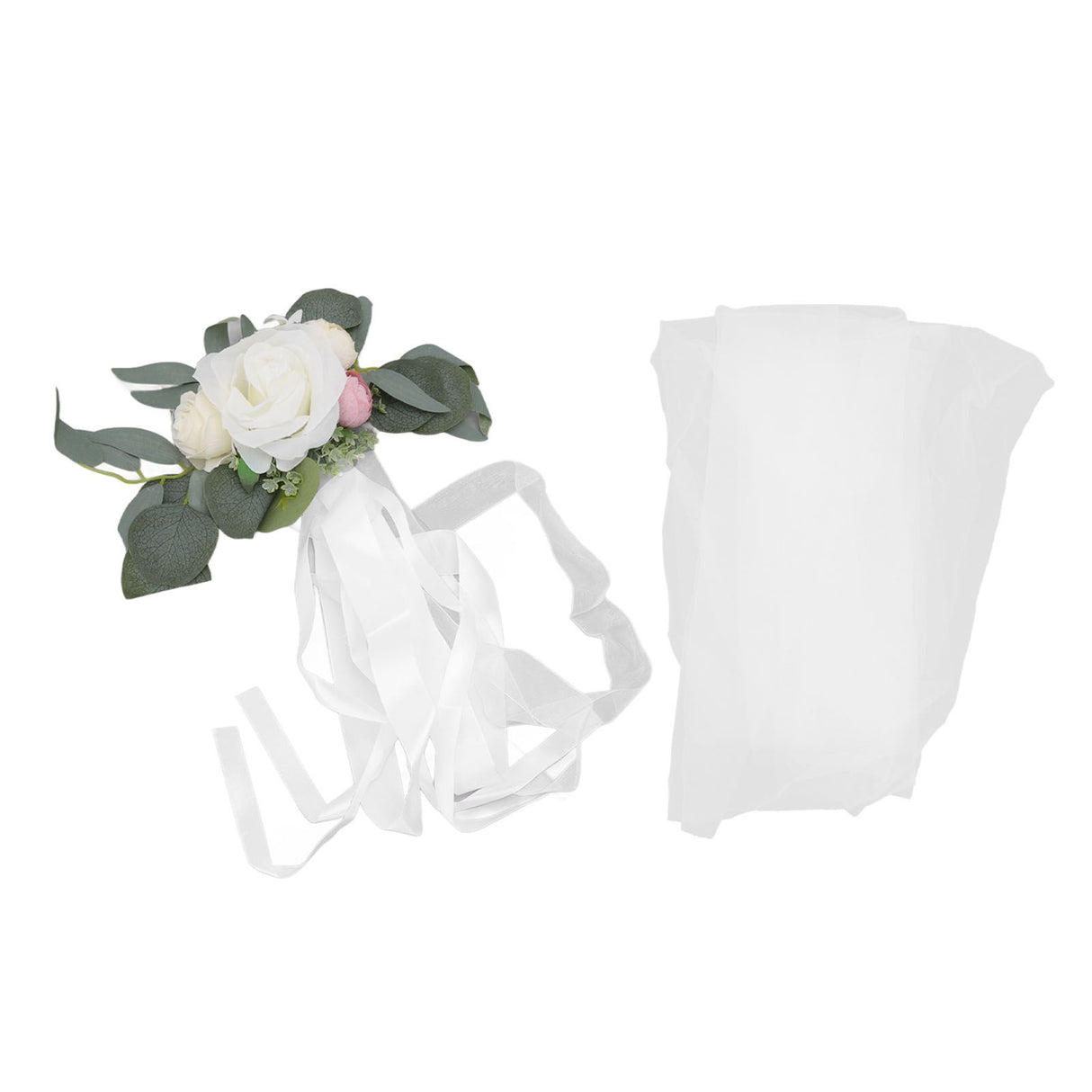 Chair Back Flower Simple Style Attractive Decorative Vivid Beautiful Artificial Flowers with Ribbons for Wedding Decoration White