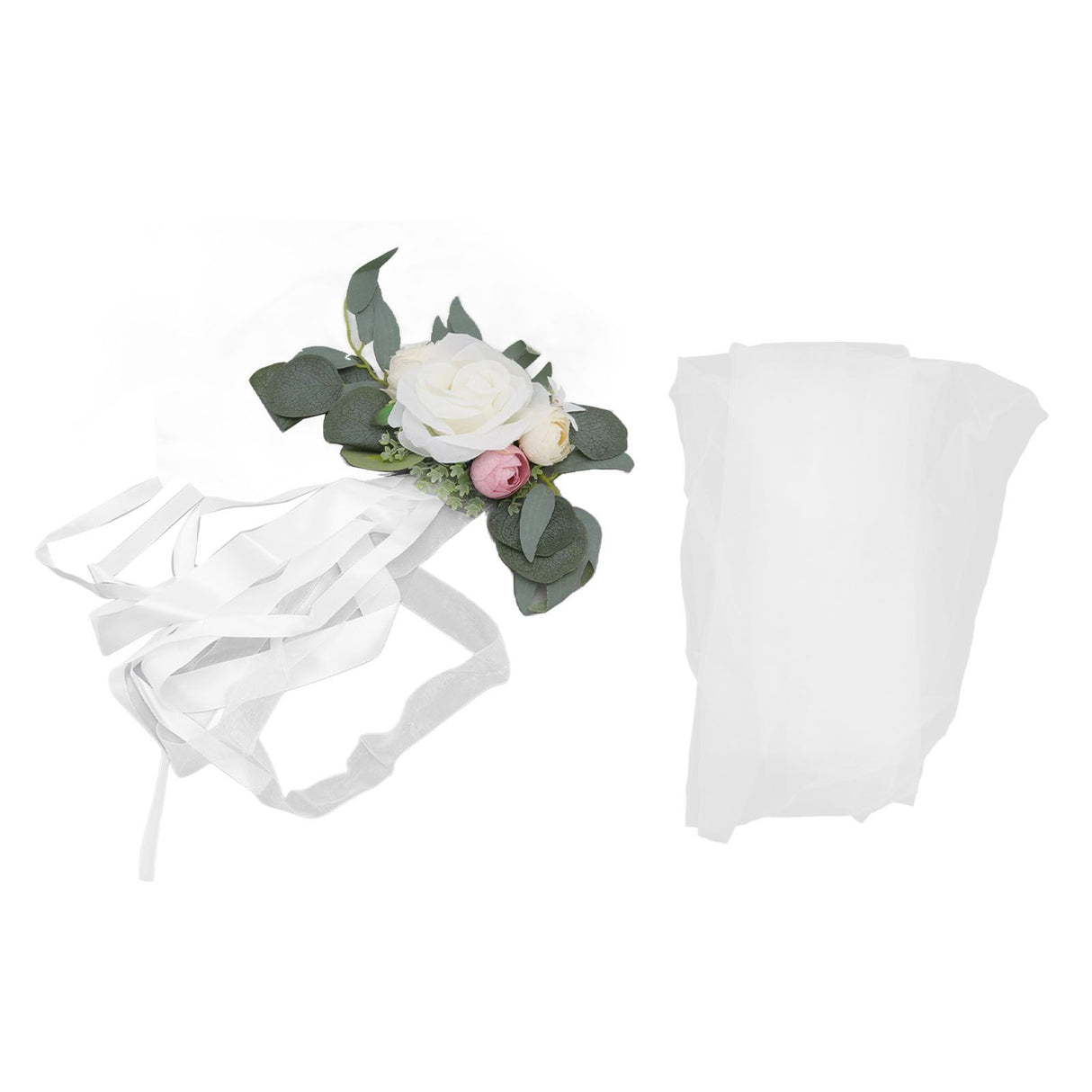 Chair Back Flower Simple Style Attractive Decorative Vivid Beautiful Artificial Flowers with Ribbons for Wedding Decoration White