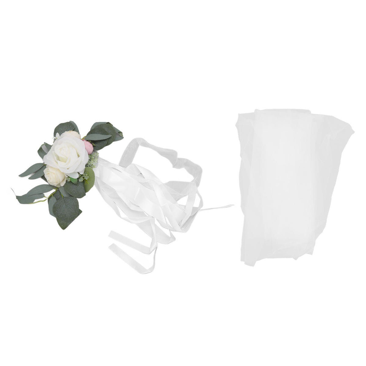 Chair Back Flower Simple Style Attractive Decorative Vivid Beautiful Artificial Flowers with Ribbons for Wedding Decoration White