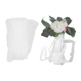 Chair Back Flower Simple Style Attractive Decorative Vivid Beautiful Artificial Flowers with Ribbons for Wedding Decoration White - Low Angle