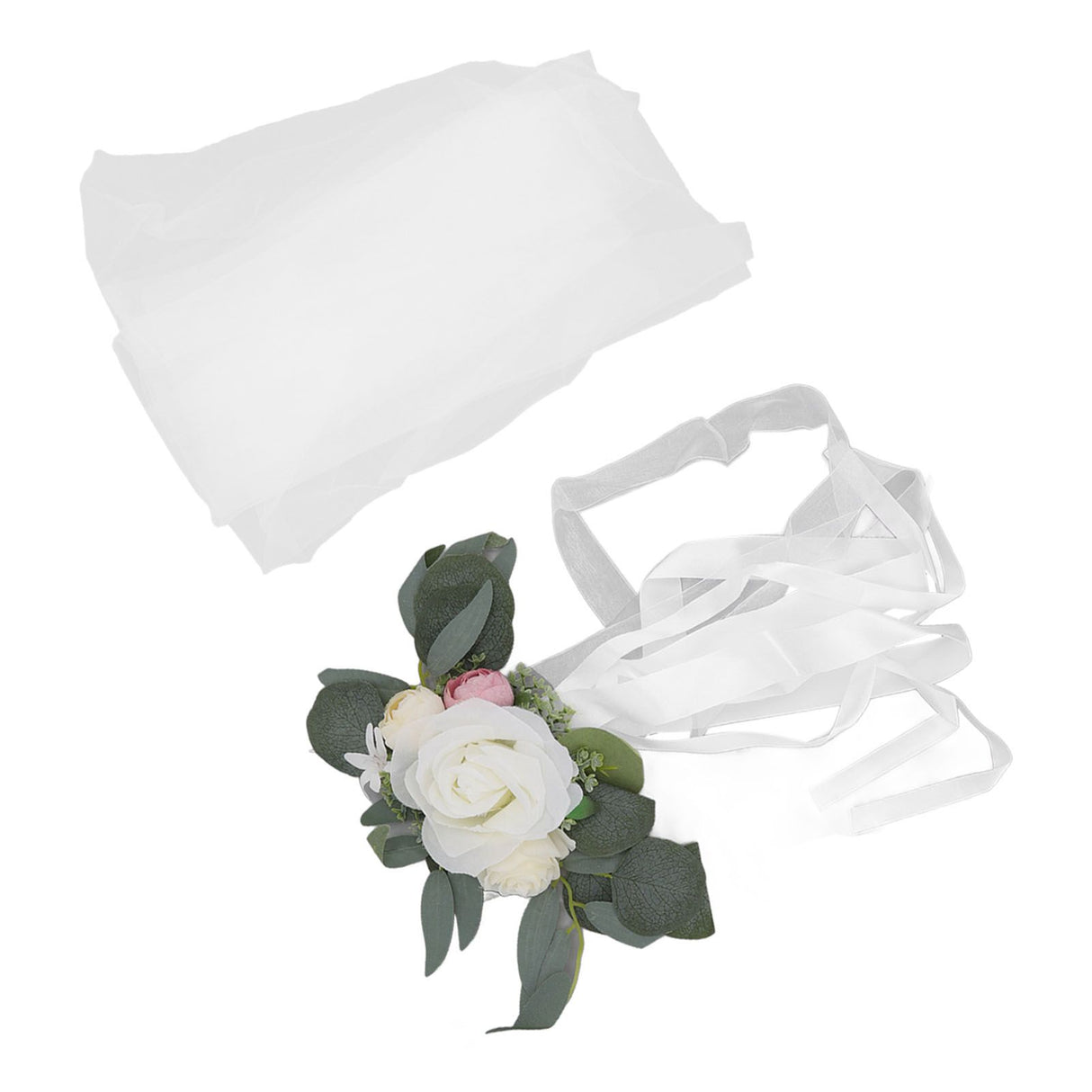 Chair Back Flower Simple Style Attractive Decorative Vivid Beautiful Artificial Flowers with Ribbons for Wedding Decoration White