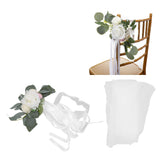 Chair Back Flower Simple Style Attractive Decorative Vivid Beautiful Artificial Flowers with Ribbons for Wedding Decoration White