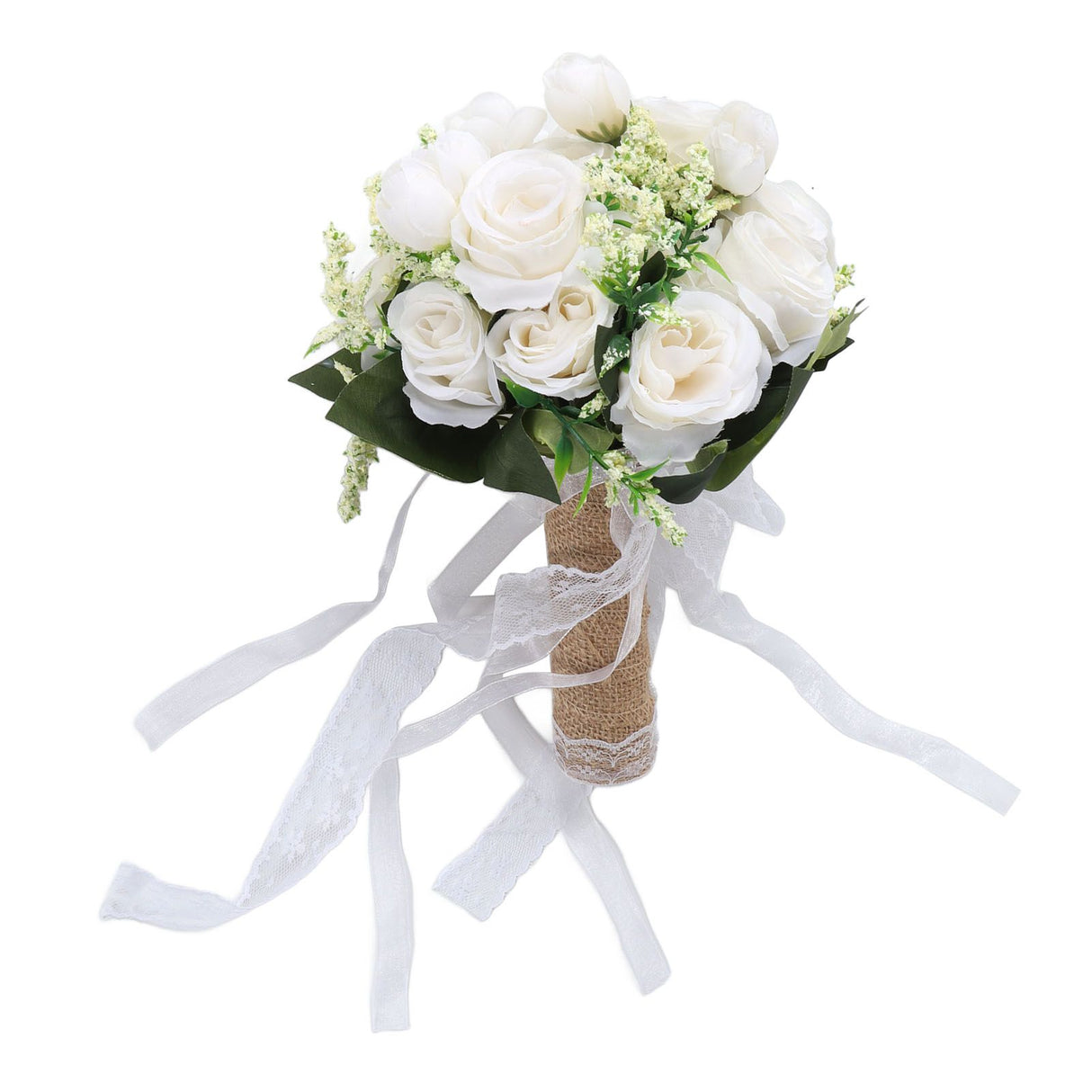 Holding Flowers Artificial Lifelike Modern Elegant Decorative Bridal Bouquet for Wedding Photography Milky White