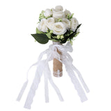 Holding Flowers Artificial Lifelike Modern Elegant Decorative Bridal Bouquet for Wedding Photography Milky White