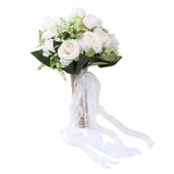 Holding Flowers Artificial Lifelike Modern Elegant Decorative Bridal Bouquet for Wedding Photography Milky White - Top-Down View