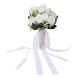Holding Flowers Artificial Lifelike Modern Elegant Decorative Bridal Bouquet for Wedding Photography Milky White - 45-Degree Angle