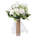 Holding Flowers Artificial Lifelike Modern Elegant Decorative Bridal Bouquet for Wedding Photography Milky White