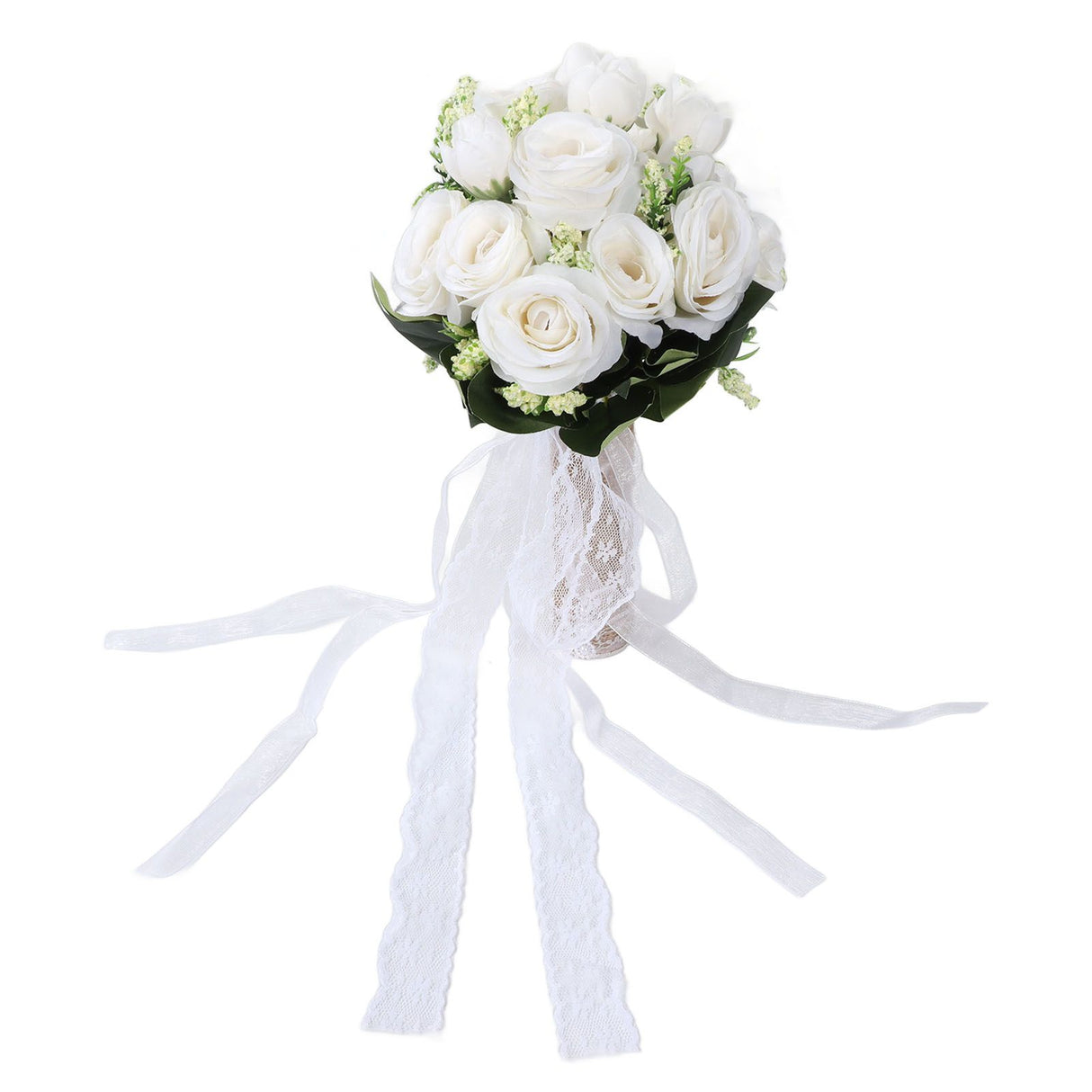 Holding Flowers Artificial Lifelike Modern Elegant Decorative Bridal Bouquet for Wedding Photography Milky White