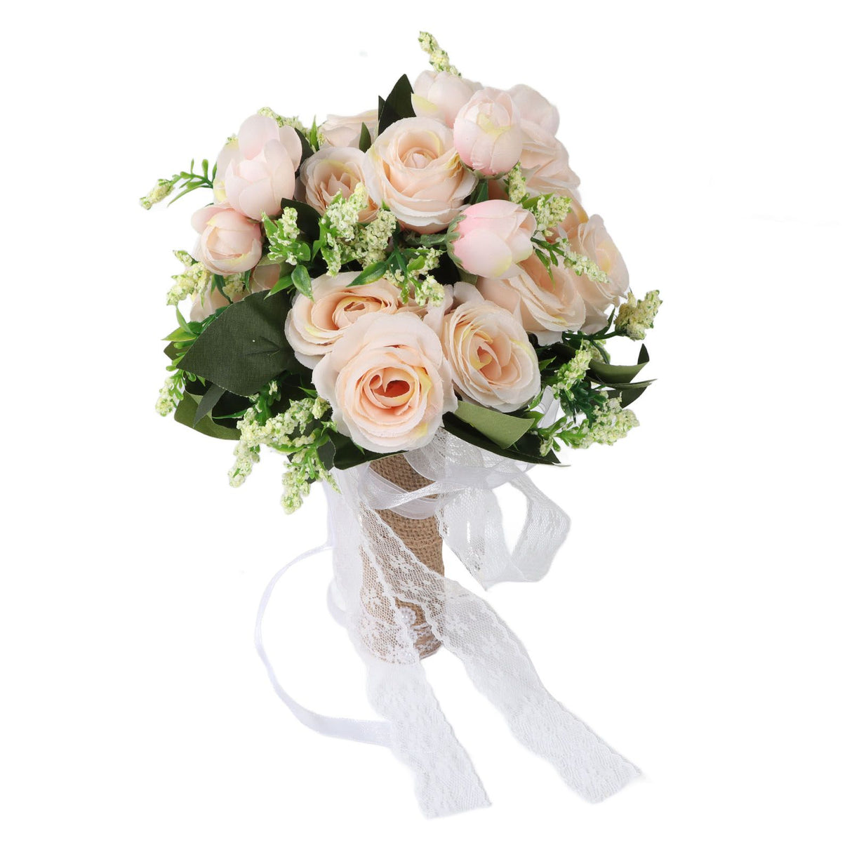 Holding Flowers Artificial Lifelike Modern Elegant Decorative Bridal Bouquet for Wedding Photography Champagne