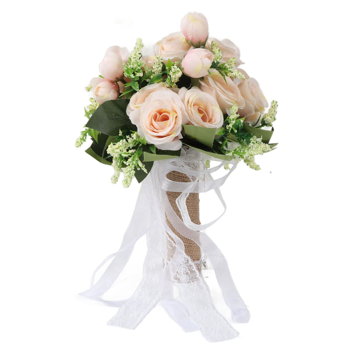 Holding Flowers Artificial Lifelike Modern Elegant Decorative Bridal Bouquet for Wedding Photography Champagne