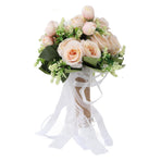Holding Flowers Artificial Lifelike Modern Elegant Decorative Bridal Bouquet for Wedding Photography Champagne