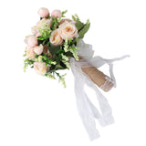 Holding Flowers Artificial Lifelike Modern Elegant Decorative Bridal Bouquet for Wedding Photography Champagne