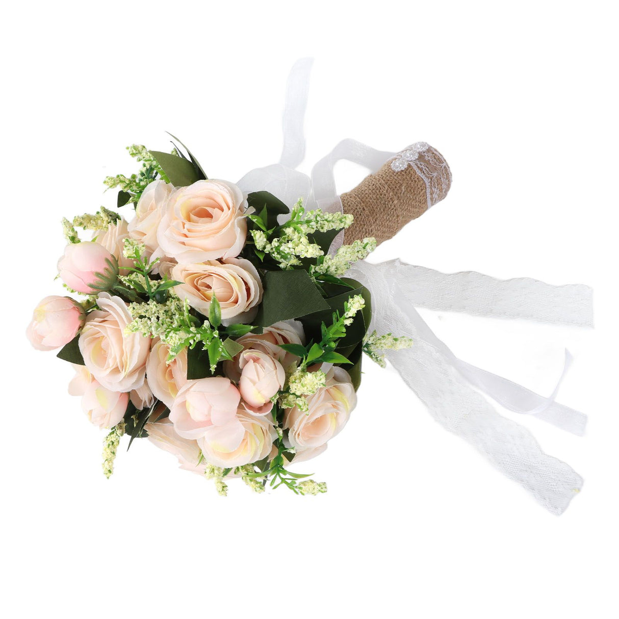 Holding Flowers Artificial Lifelike Modern Elegant Decorative Bridal Bouquet for Wedding Photography Champagne