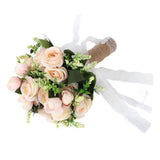Holding Flowers Artificial Lifelike Modern Elegant Decorative Bridal Bouquet for Wedding Photography Champagne