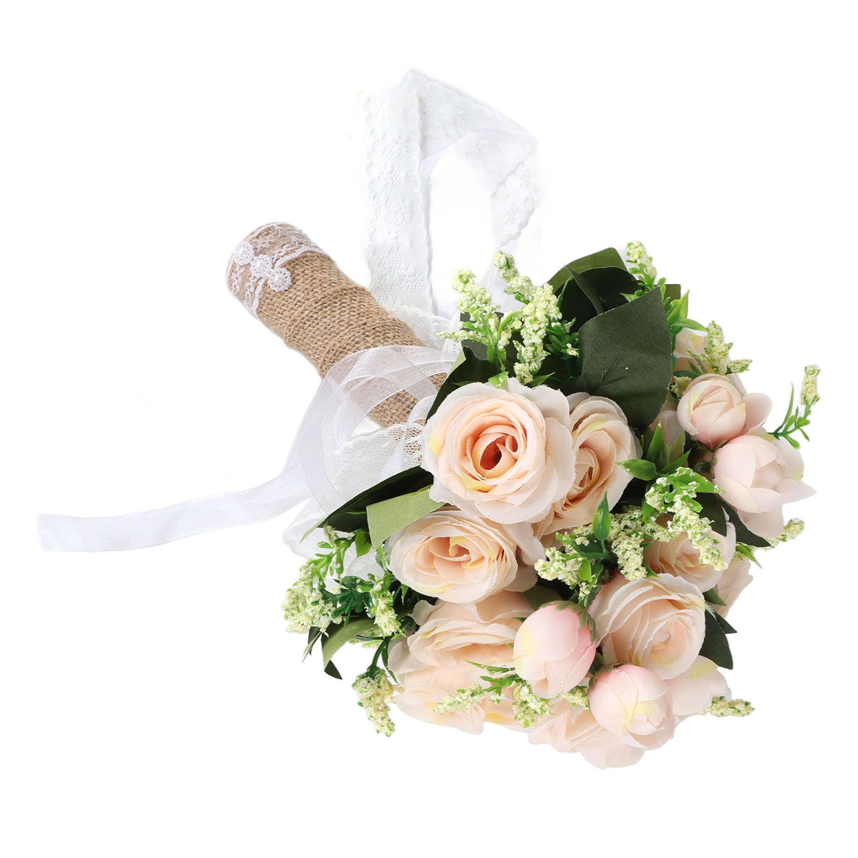 Holding Flowers Artificial Lifelike Modern Elegant Decorative Bridal Bouquet for Wedding Photography Champagne