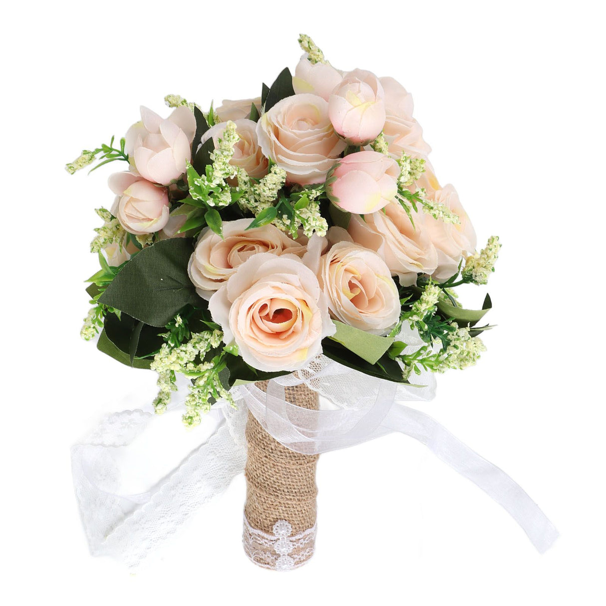 Holding Flowers Artificial Lifelike Modern Elegant Decorative Bridal Bouquet for Wedding Photography Champagne