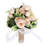 Holding Flowers Artificial Lifelike Modern Elegant Decorative Bridal Bouquet for Wedding Photography Champagne