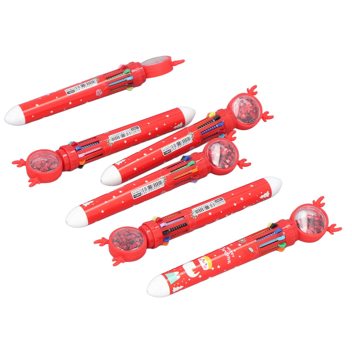 6pcs Christmas Ballpoint Pen 10 Colors Innovative Christmas Press Ballpoint Pen for Teacher Students Children Gift Christmas Snowman