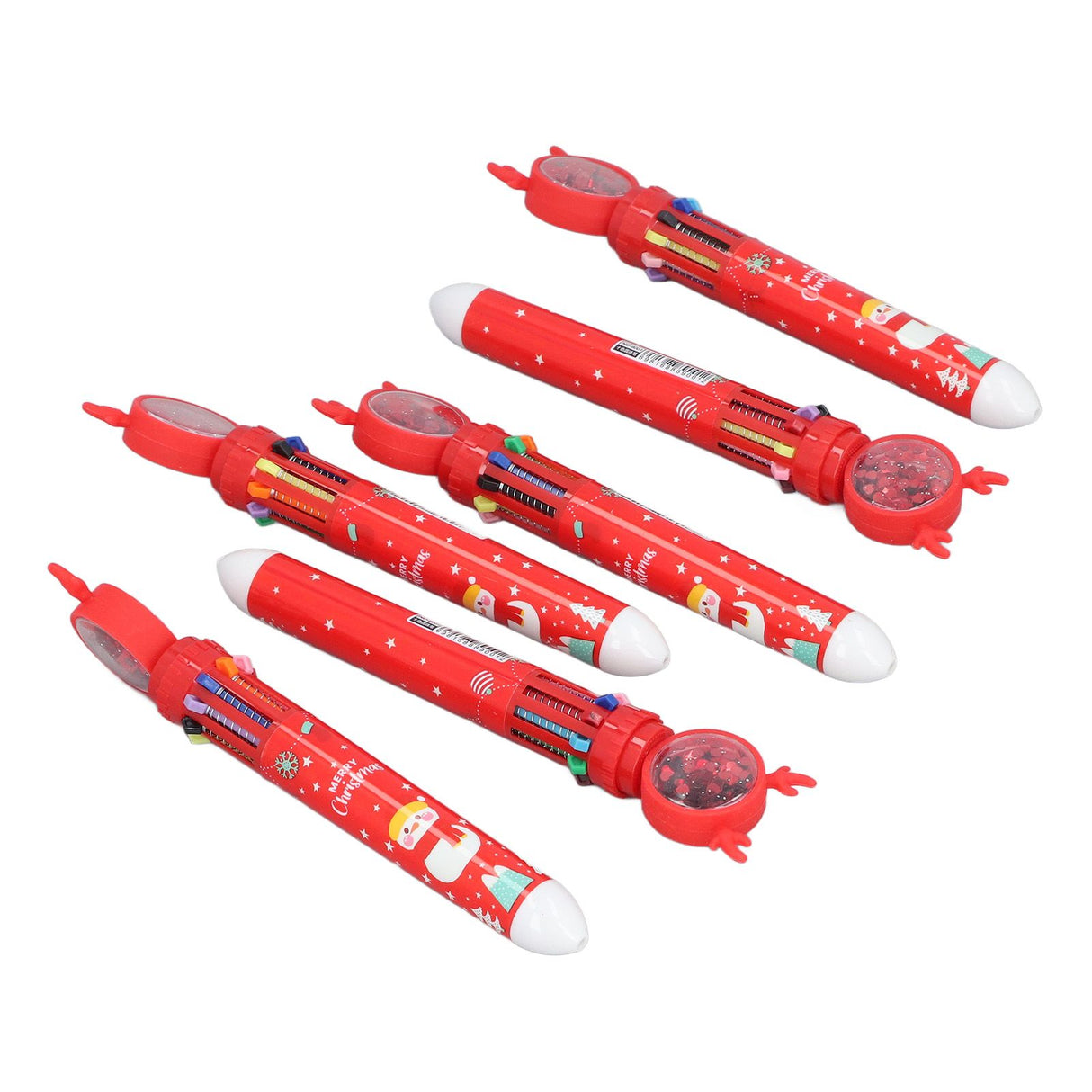 6pcs Christmas Ballpoint Pen 10 Colors Innovative Christmas Press Ballpoint Pen for Teacher Students Children Gift Christmas Snowman
