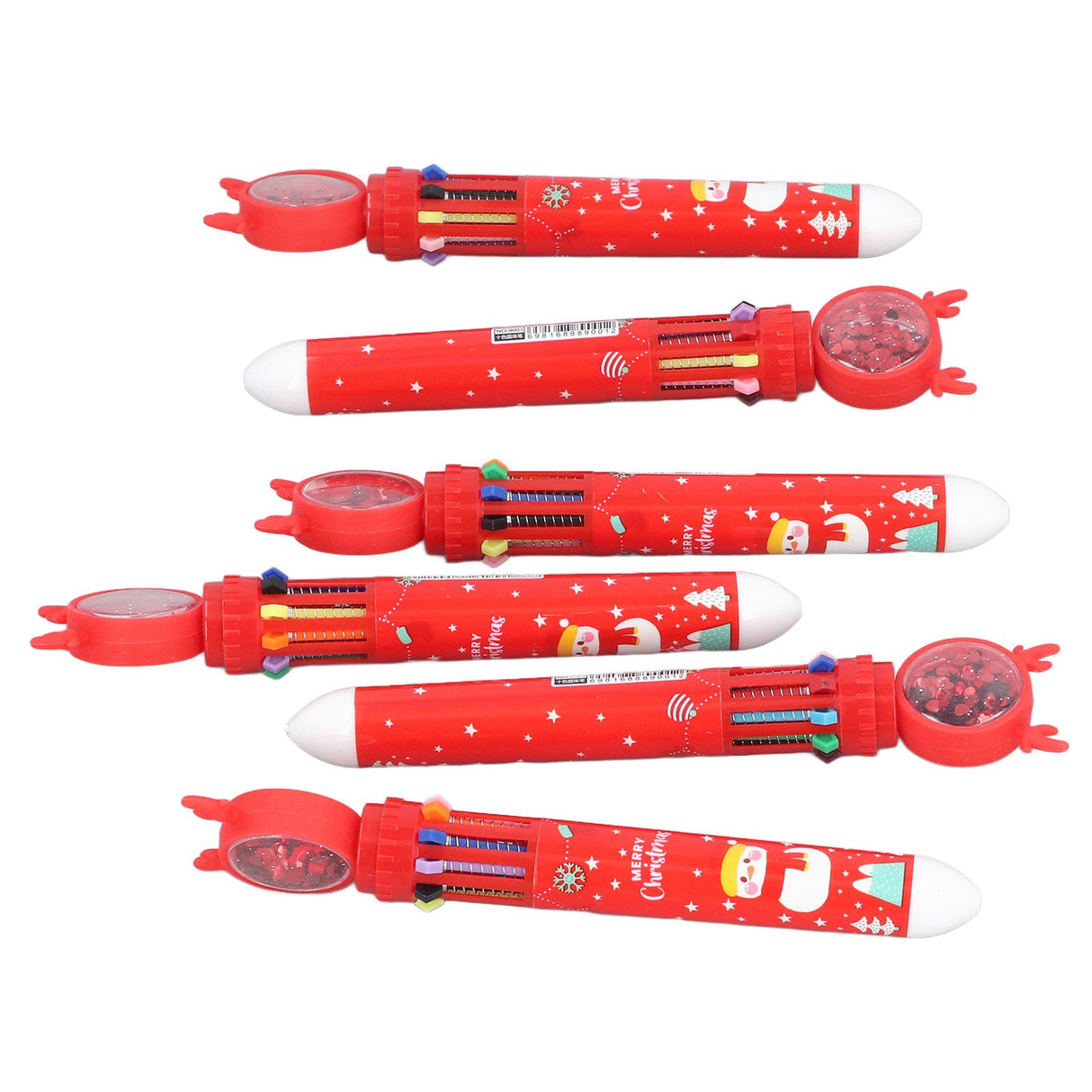 6pcs Christmas Ballpoint Pen 10 Colors Innovative Christmas Press Ballpoint Pen for Teacher Students Children Gift Christmas Snowman