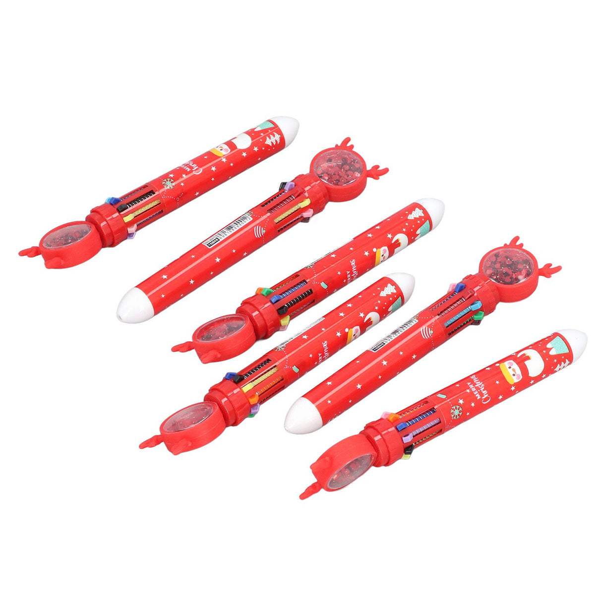 6pcs Christmas Ballpoint Pen 10 Colors Innovative Christmas Press Ballpoint Pen for Teacher Students Children Gift Christmas Snowman
