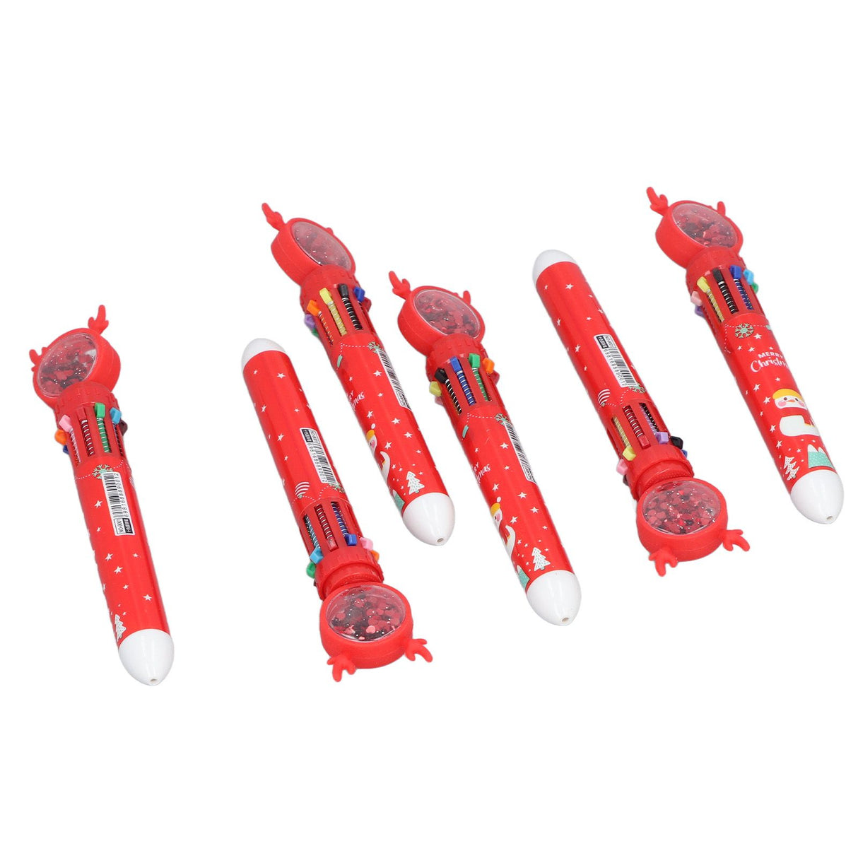 6pcs Christmas Ballpoint Pen 10 Colors Innovative Christmas Press Ballpoint Pen for Teacher Students Children Gift Christmas Snowman