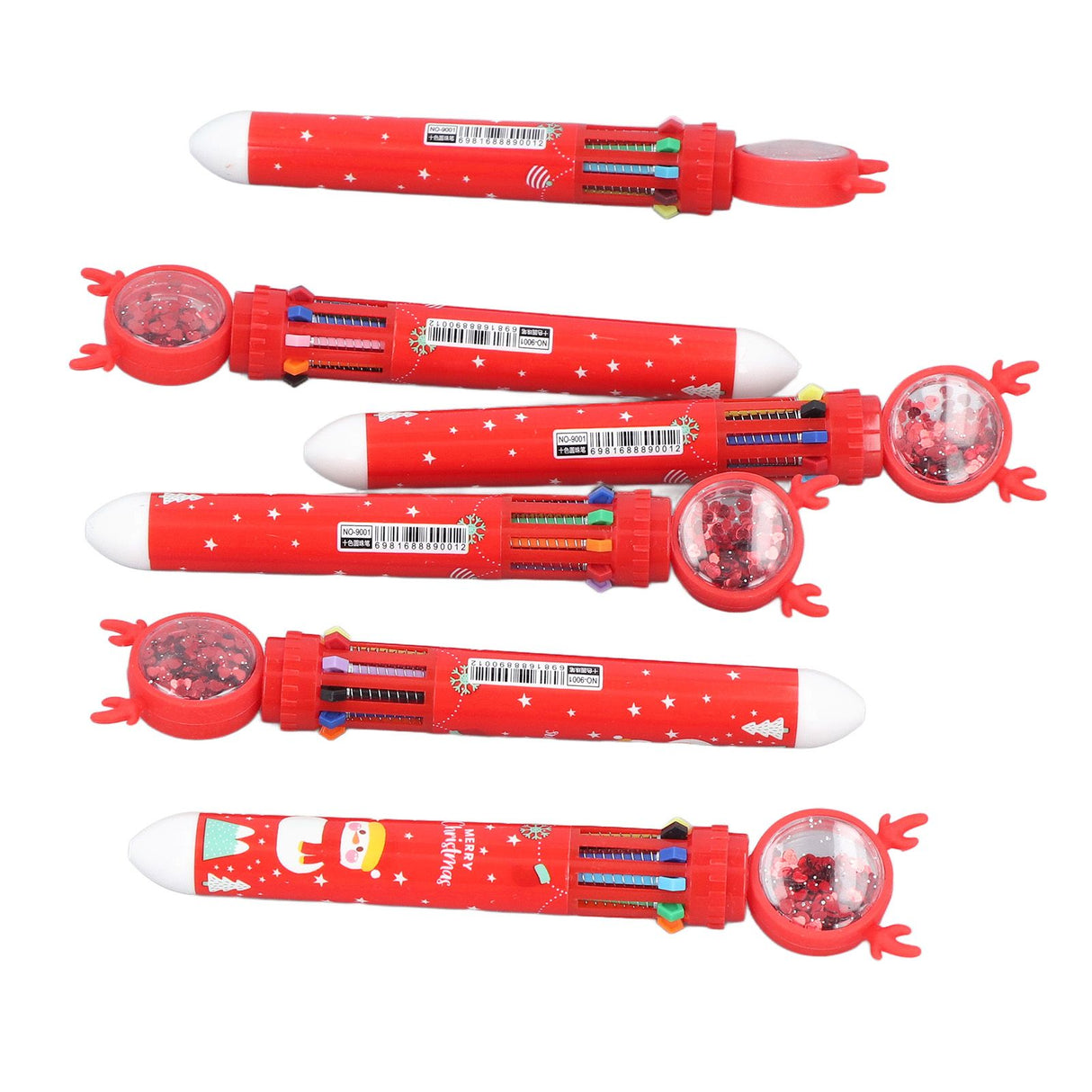 6pcs Christmas Ballpoint Pen 10 Colors Innovative Christmas Press Ballpoint Pen for Teacher Students Children Gift Christmas Snowman