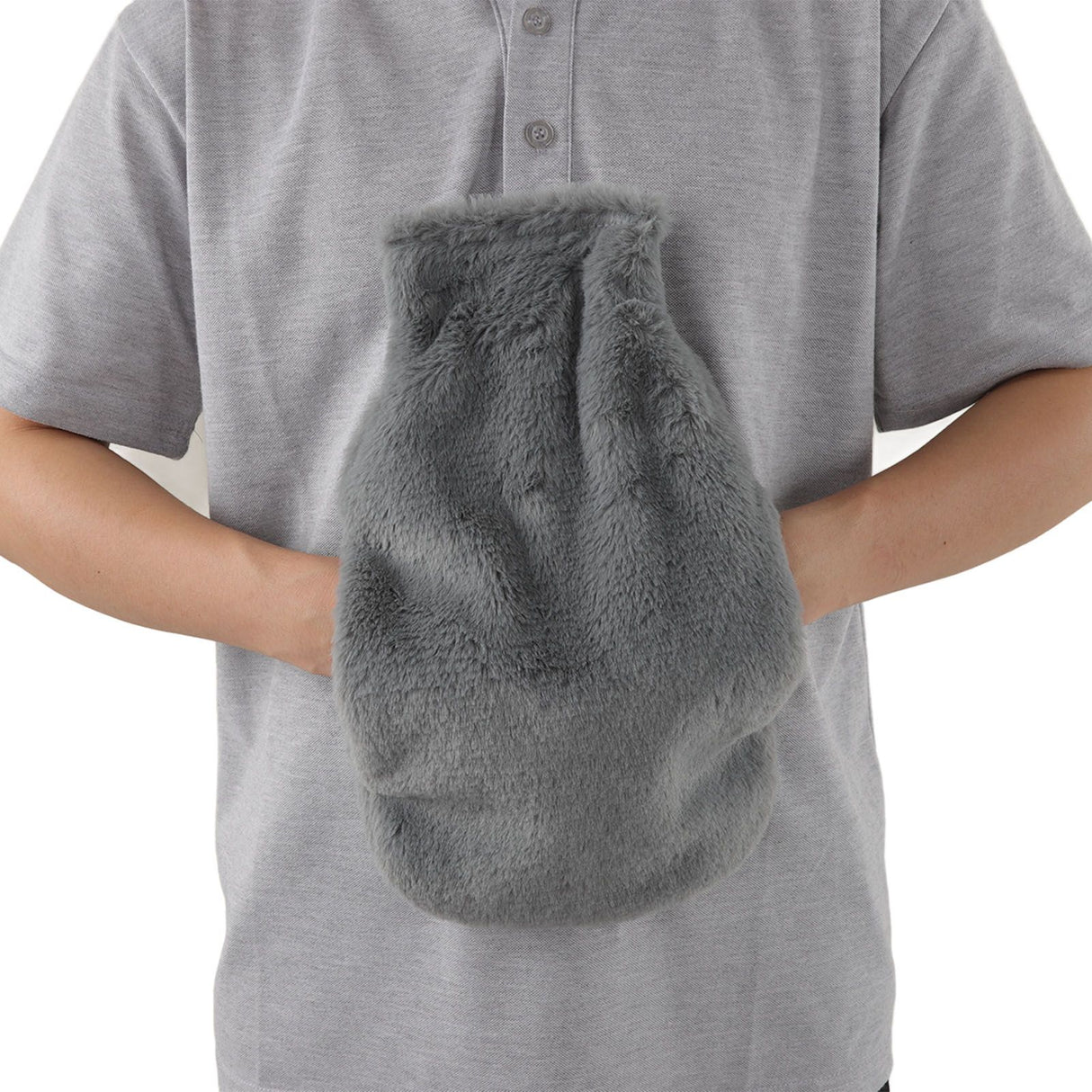 2000ML Hot Water Jug Bag Rubber Double Sided Hand Inserted Large Explosionproof Hot Water Pack for Home Back Pain Dark Gray