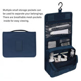Hanging Toiletry Bag Cosmetic Bag Foldable Makeup Bag with Hook and Tote Navy Blue 24x18.5x9.5cm for Travel