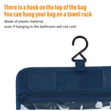 Hanging Toiletry Bag Cosmetic Bag Foldable Makeup Bag with Hook and Tote Navy Blue 24x18.5x9.5cm for Travel