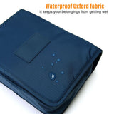 Hanging Toiletry Bag Cosmetic Bag Foldable Makeup Bag with Hook and Tote Navy Blue 24x18.5x9.5cm for Travel