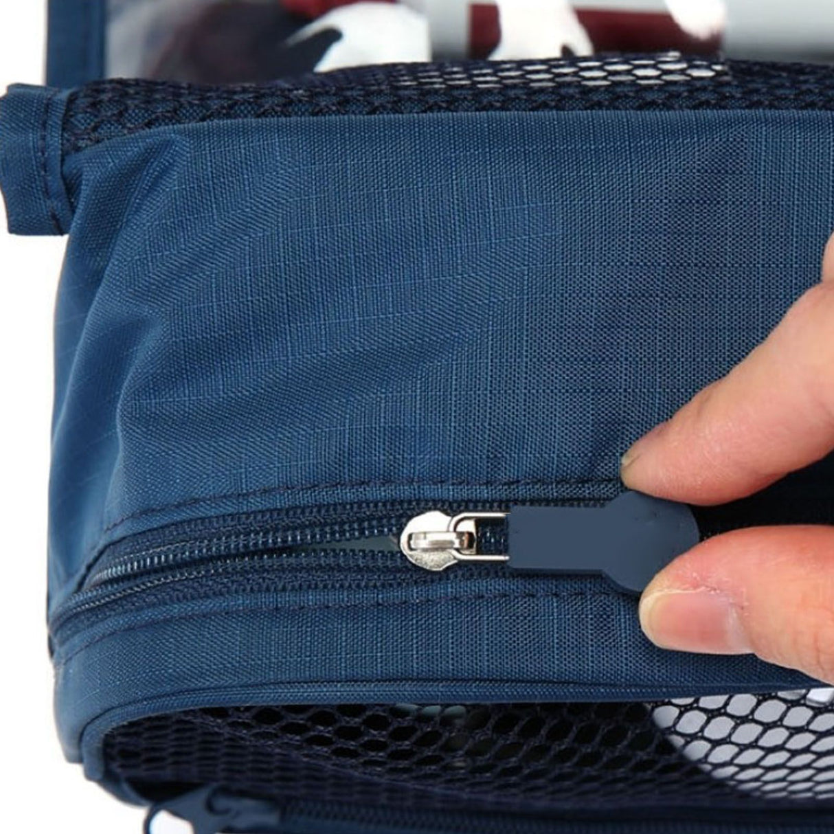 Hanging Toiletry Bag Cosmetic Bag Foldable Makeup Bag with Hook and Tote Navy Blue 24x18.5x9.5cm for Travel