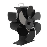 Stove Fan 6 Blades Greater Air Volume Low Noise Operation Wear Resistance Fireplace Fan Black L