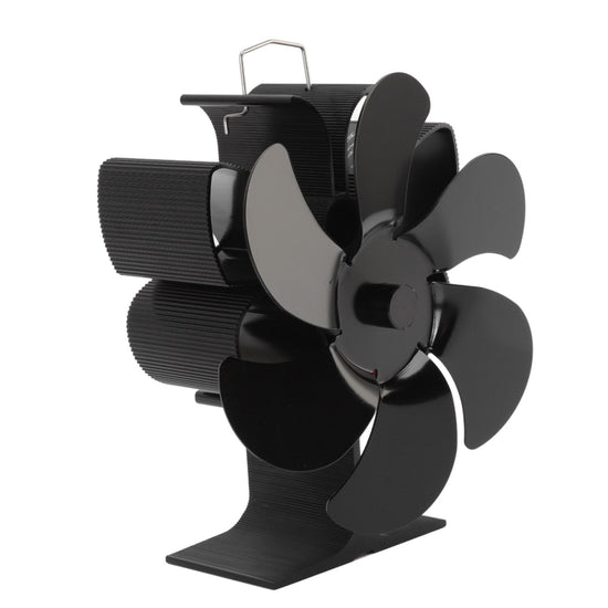 Stove Fan 6 Blades Greater Air Volume Low Noise Operation Wear Resistance Fireplace Fan Black L