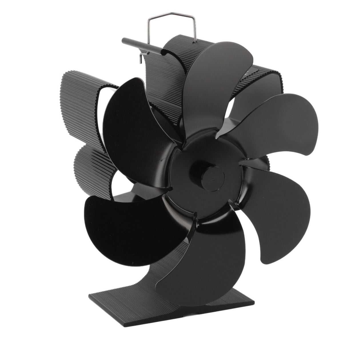 Stove Fan 6 Blades Greater Air Volume Low Noise Operation Wear Resistance Fireplace Fan Black L