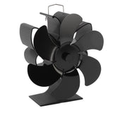 Stove Fan 6 Blades Greater Air Volume Low Noise Operation Wear Resistance Fireplace Fan Black L - Front View