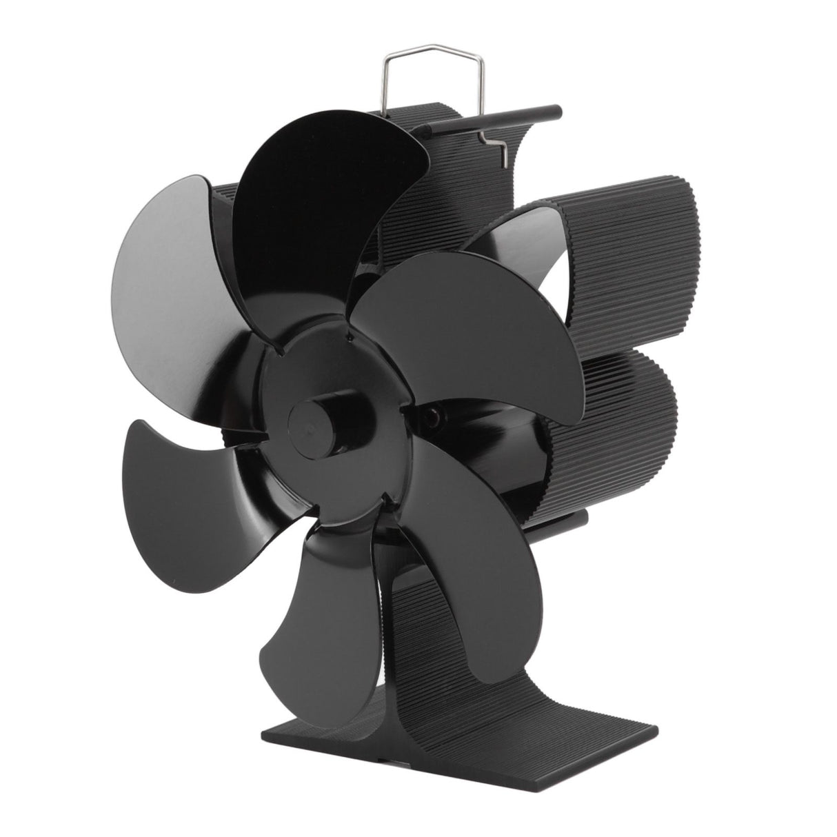 Stove Fan 6 Blades Greater Air Volume Low Noise Operation Wear Resistance Fireplace Fan Black L