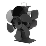 Stove Fan 6 Blades Greater Air Volume Low Noise Operation Wear Resistance Fireplace Fan Black L