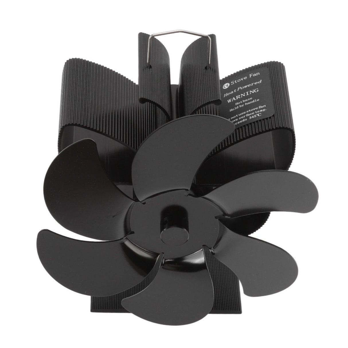 Stove Fan 6 Blades Greater Air Volume Low Noise Operation Wear Resistance Fireplace Fan Black L