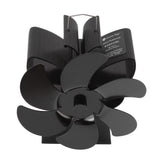 Stove Fan 6 Blades Greater Air Volume Low Noise Operation Wear Resistance Fireplace Fan Black L