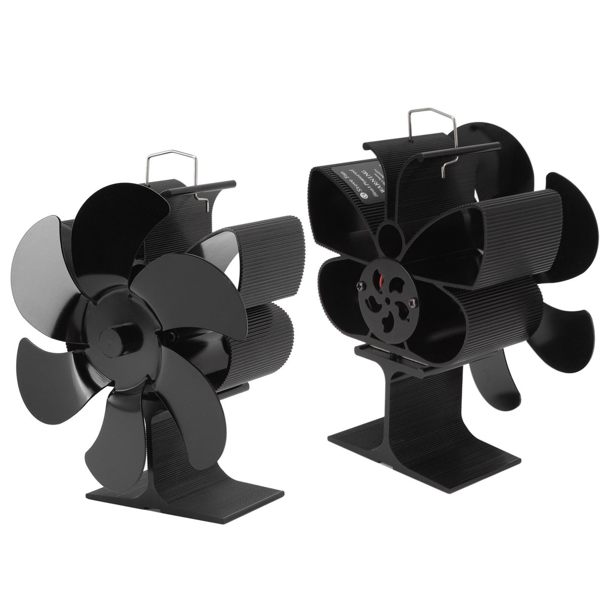 Stove Fan 6 Blades Greater Air Volume Low Noise Operation Wear Resistance Fireplace Fan Black L