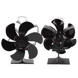 Stove Fan 6 Blades Greater Air Volume Low Noise Operation Wear Resistance Fireplace Fan Black L