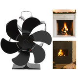 Stove Fan 6 Blades Greater Air Volume Low Noise Operation Wear Resistance Fireplace Fan Black L - Extra Image