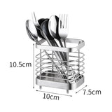 Utensil Holder Drying Rack Stainless Steel Draining Basket Wall Mount No Drilling for Kitchen Chopsticks Small Original Color - Front View