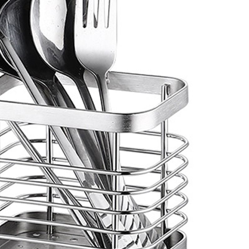 Utensil Holder Drying Rack Stainless Steel Draining Basket Wall Mount No Drilling for Kitchen Chopsticks Small Original Color