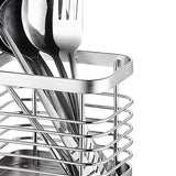 Utensil Holder Drying Rack Stainless Steel Draining Basket Wall Mount No Drilling for Kitchen Chopsticks Small Original Color - Side View