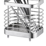 Utensil Holder Drying Rack Stainless Steel Draining Basket Wall Mount No Drilling for Kitchen Chopsticks Small Original Color - Top-Down View