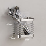 Utensil Holder Drying Rack Stainless Steel Draining Basket Wall Mount No Drilling for Kitchen Chopsticks Small Original Color - 45-Degree Angle