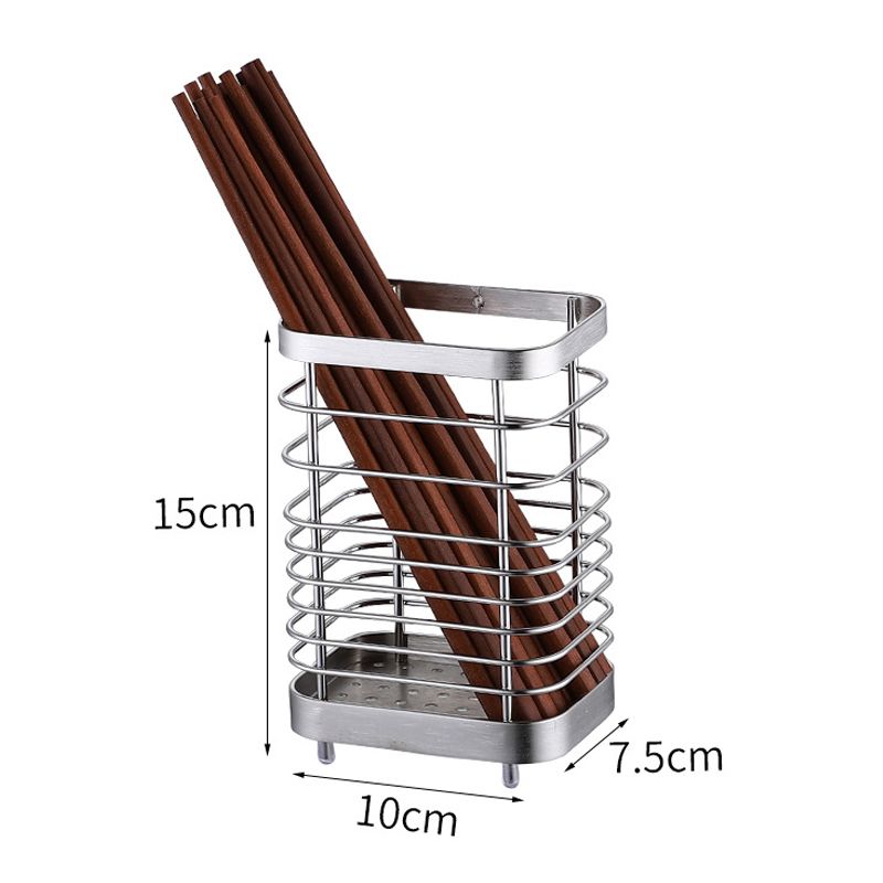 Utensil Holder Drying Rack Stainless Steel Draining Basket Wall Mount No Drilling for Kitchen Chopsticks Large Original Color